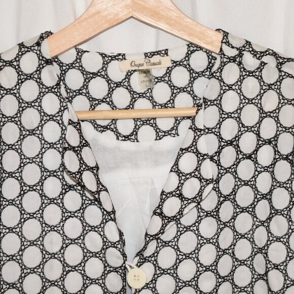 Onque Casuals Size Large Cropped Jacket White Black 3/4 Sleeves One Button - Picture 5 of 14